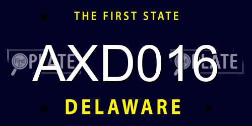 AXD016 Delaware License Plate