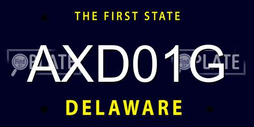 AXD01G Delaware License Plate