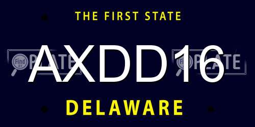 AXDD16 Delaware License Plate