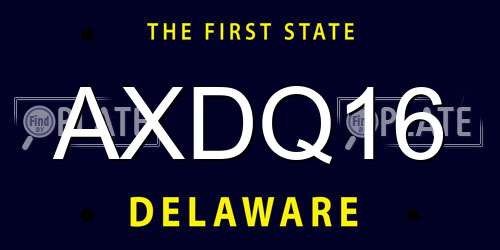 AXDQ16 Delaware License Plate