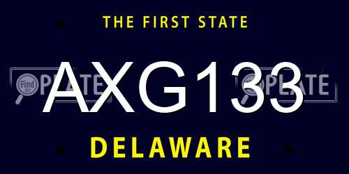 AXG133 Delaware License Plate