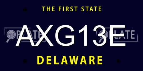 AXG13E Delaware License Plate