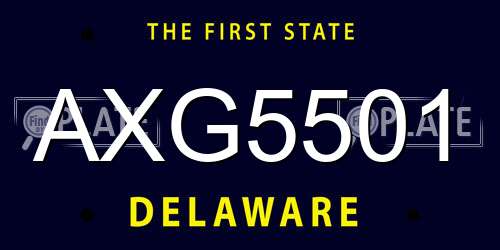 AXG5501 Delaware License Plate