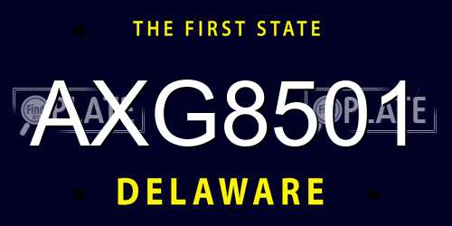 AXG8501 Delaware License Plate
