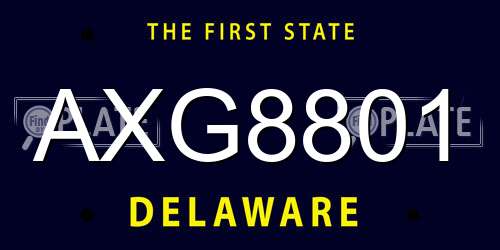 AXG8801 Delaware License Plate