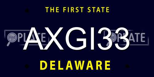 AXGI33 Delaware License Plate