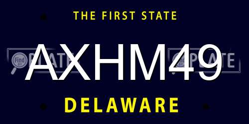 AXHM49 Delaware License Plate