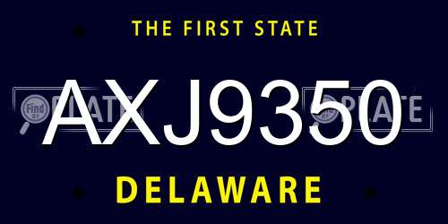 AXJ9350 Delaware License Plate
