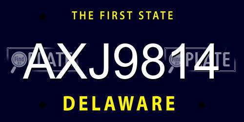 AXJ9814 Delaware License Plate