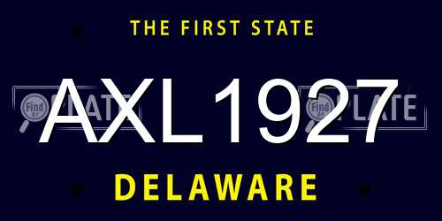 AXL1927 Delaware License Plate