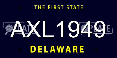AXL1949 Delaware License Plate