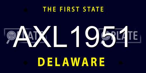 AXL1951 Delaware License Plate