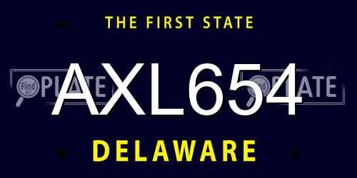 AXL654 Delaware License Plate