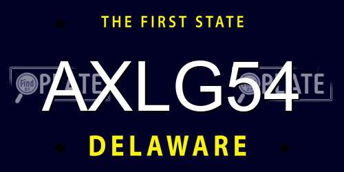 AXLG54 Delaware License Plate