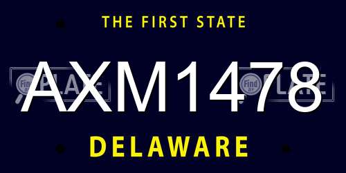 AXM1478 Delaware License Plate