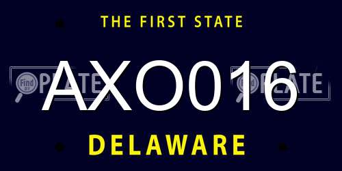 AXO016 Delaware License Plate