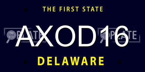 AXOD16 Delaware License Plate