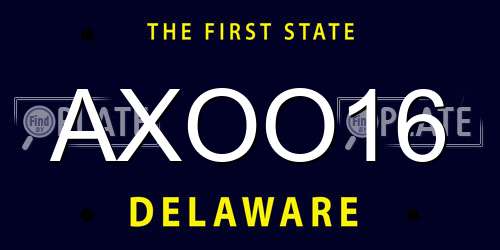 AXOO16 Delaware License Plate