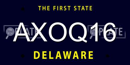 AXOQ16 Delaware License Plate