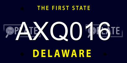 AXQ016 Delaware License Plate