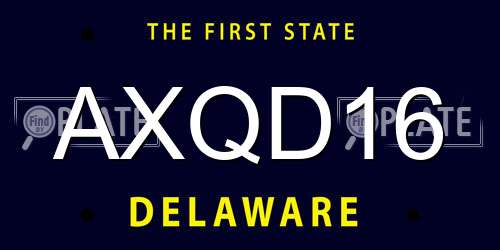 AXQD16 Delaware License Plate