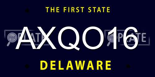 AXQO16 Delaware License Plate