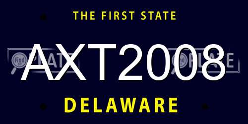 AXT2008 Delaware License Plate