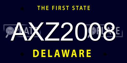 AXZ2008 Delaware License Plate
