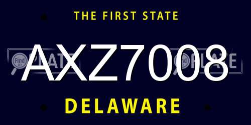 AXZ7008 Delaware License Plate