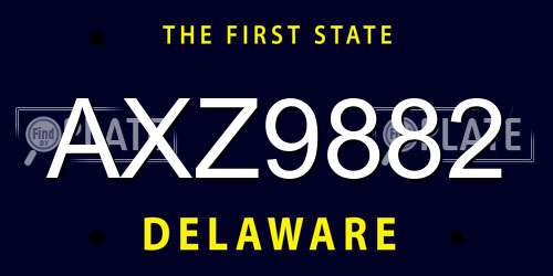 AXZ9882 Delaware License Plate