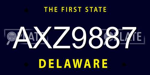 AXZ9887 Delaware License Plate
