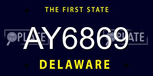 AY6869 Delaware License Plate