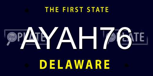 AYAH76 Delaware License Plate