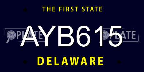 AYB615 Delaware License Plate