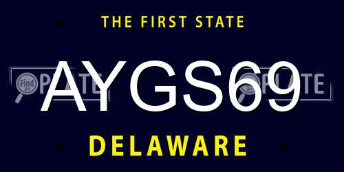 AYGS69 Delaware License Plate