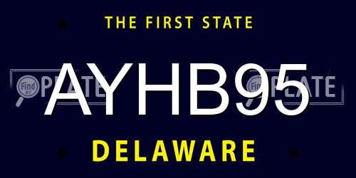 AYHB95 Delaware License Plate