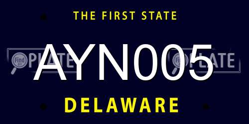 AYN005 Delaware License Plate