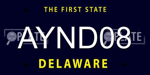 AYND08 Delaware License Plate