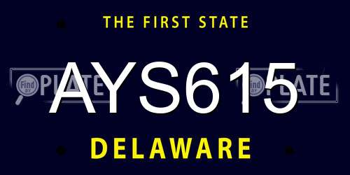 AYS615 Delaware License Plate