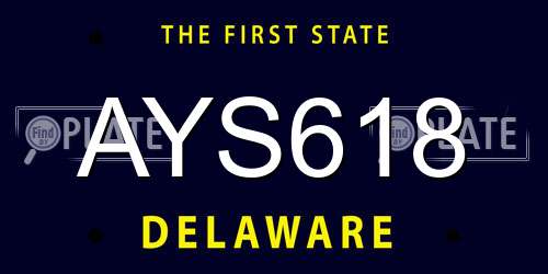 AYS618 Delaware License Plate