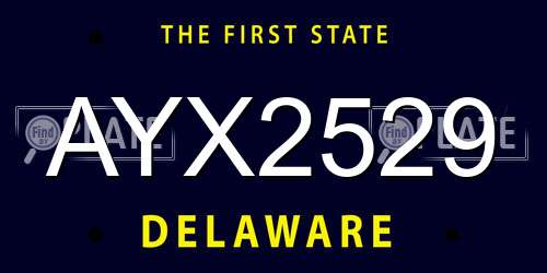 AYX2529 Delaware License Plate