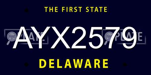 AYX2579 Delaware License Plate
