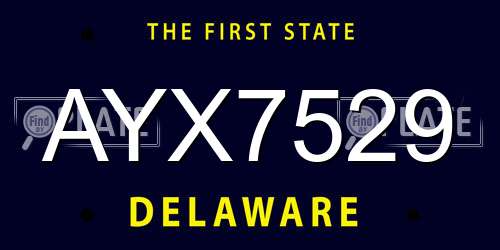 AYX7529 Delaware License Plate