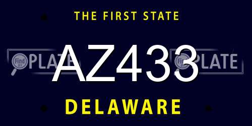 AZ433 Delaware License Plate
