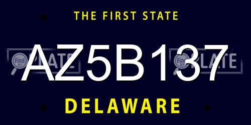 AZ5B137 Delaware License Plate
