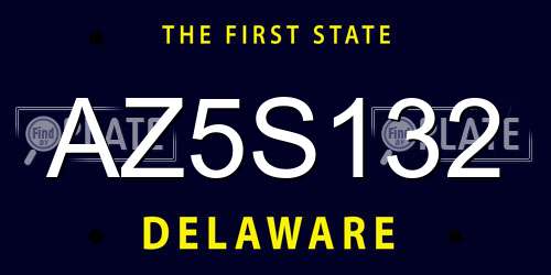 AZ5S132 Delaware License Plate