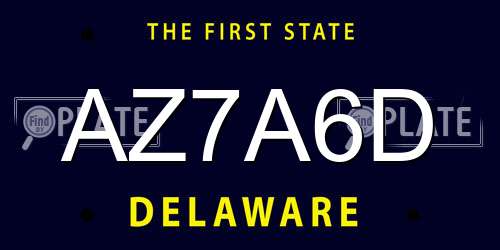 AZ7A6D Delaware License Plate
