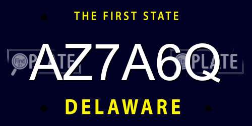 AZ7A6Q Delaware License Plate