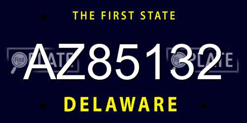 AZ85132 Delaware License Plate