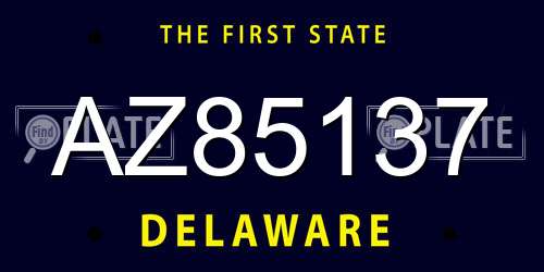AZ85137 Delaware License Plate
